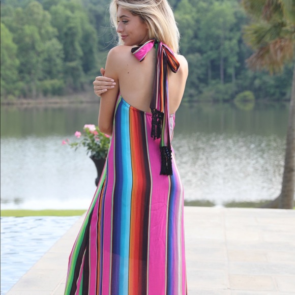 Judith March rainbow stripe halter maxi dress - Picture 3 of 8